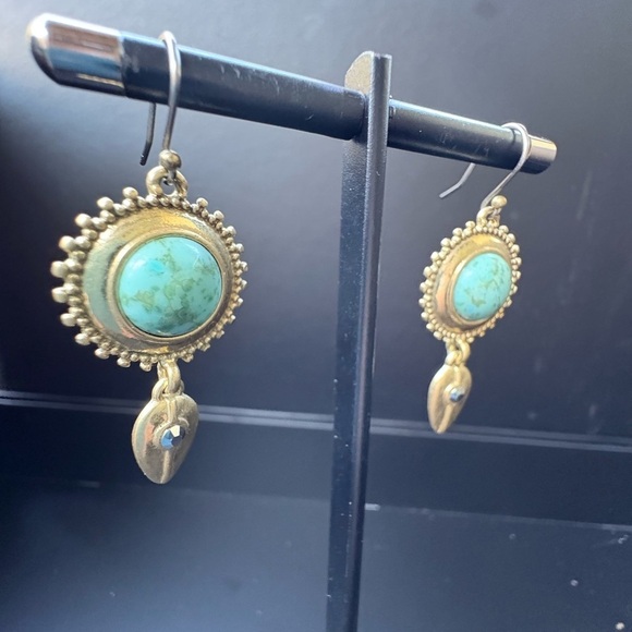 Turquoise and Gold Bohemian Earrings - Picture 16 of 16